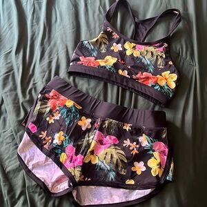 Shorts and racerback bra bathing suit / workout set